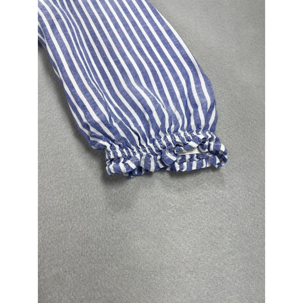 Monteau Womens Dress Tiered Midi Blue White Stripe Rayon Large - Picture 9 of 10